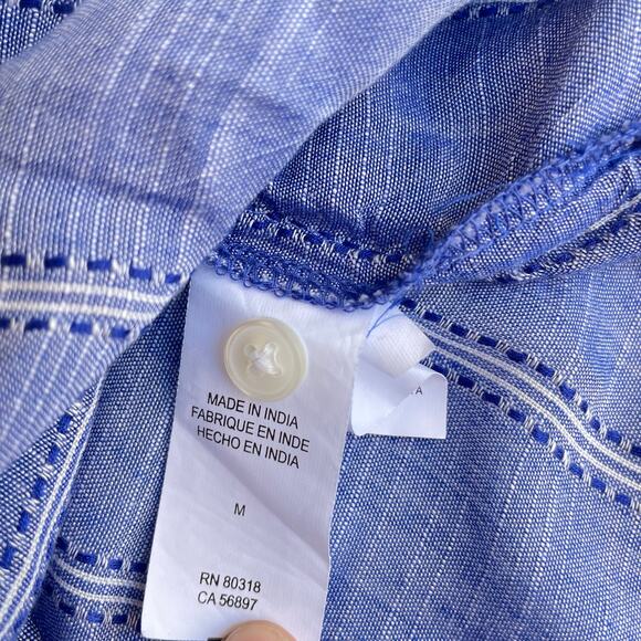Lucky Brand Women's Button Down Shirt Stretch Striped Button Fly Blue Size M - Picture 10 of 10